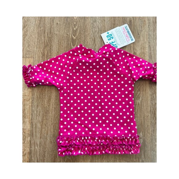 RuffleButts RashGuard Swim Top Baby 12-18 months Swimsuit Hot Pink UPF50 NEW - Picture 4 of 4